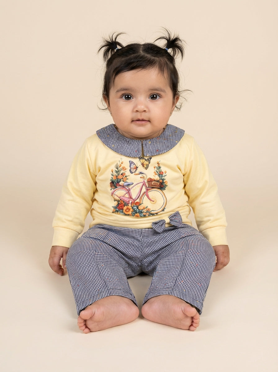 Skin ride - Baby Girls Bicycle Print Suit