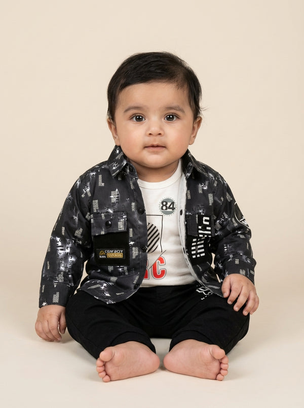 Cowboy - Baby Cotton Shirt, Inner & Jeans Set (3PCS)